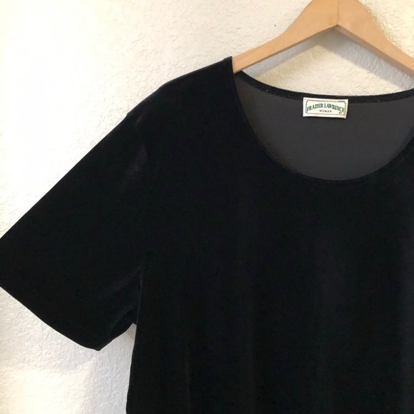 Vintage 90s velvet boxy tee shirt 2x black - Picture 2 of 5